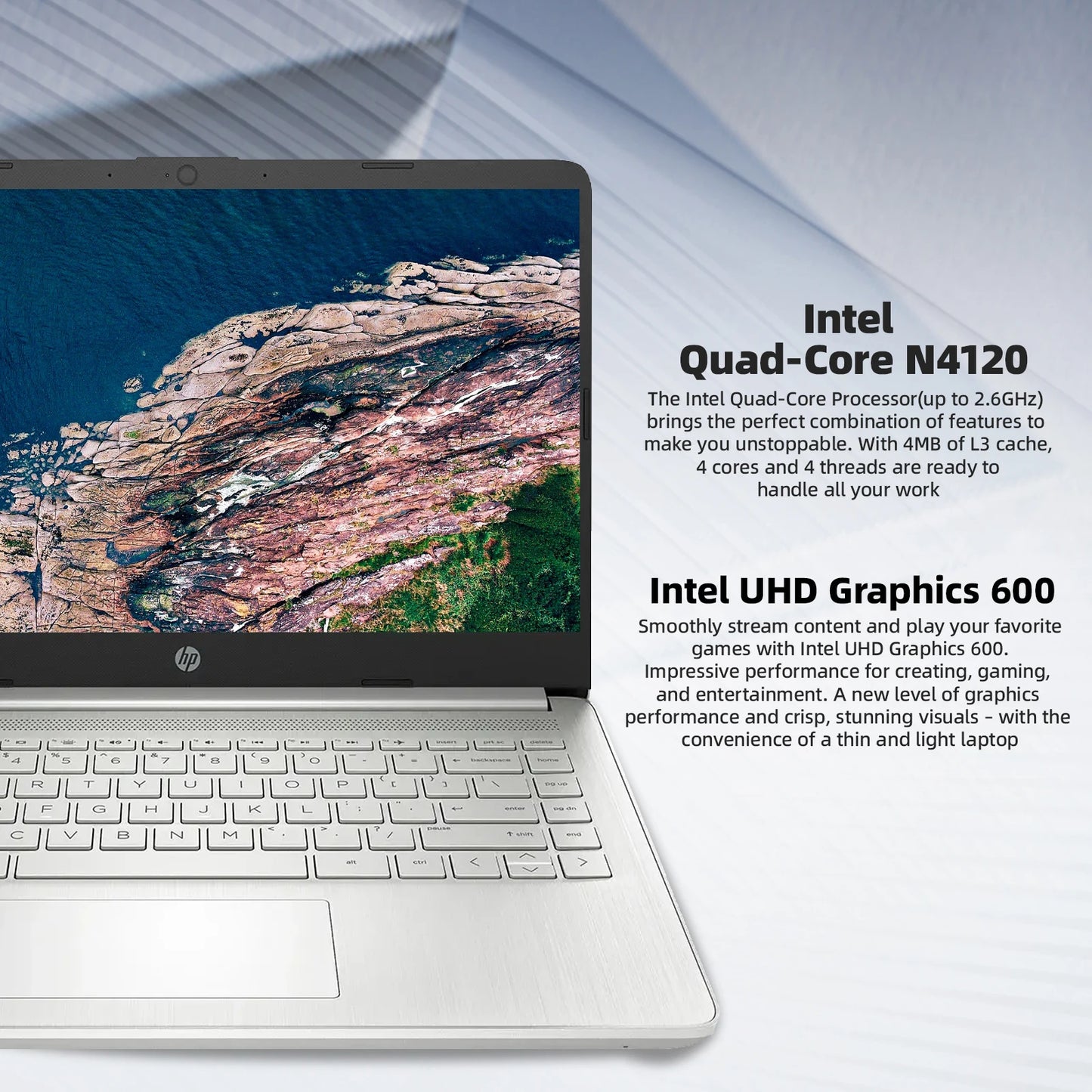HP Newest 14" Bus. Laptop, Intel Celeron N4120,(128GB eMMC+256GB)