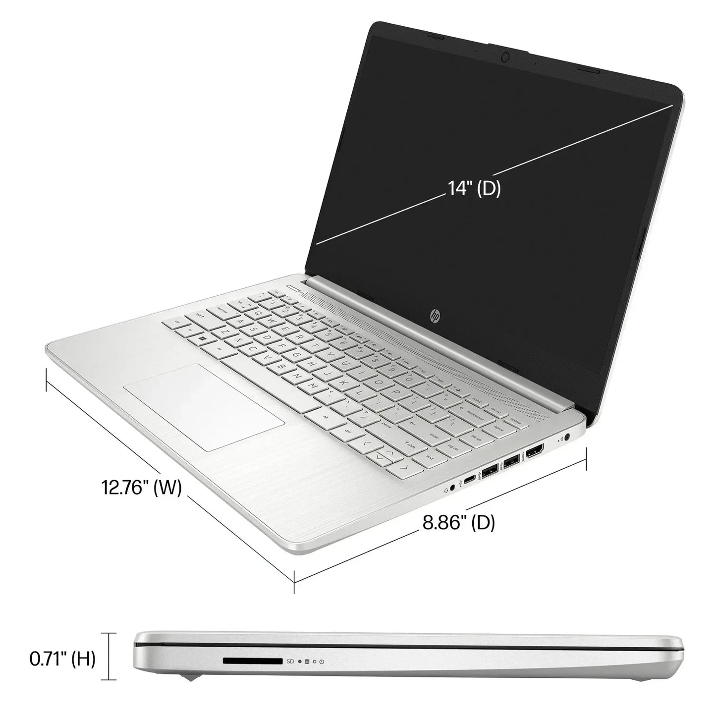 HP Newest 14" Bus. Laptop, Intel Celeron N4120,(128GB eMMC+256GB)