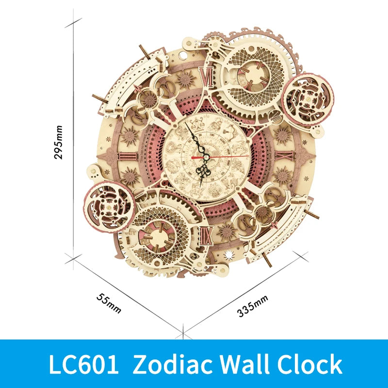 Robotime ROKR Zodiac Wall Clock 3d Wooden Puzzle Model