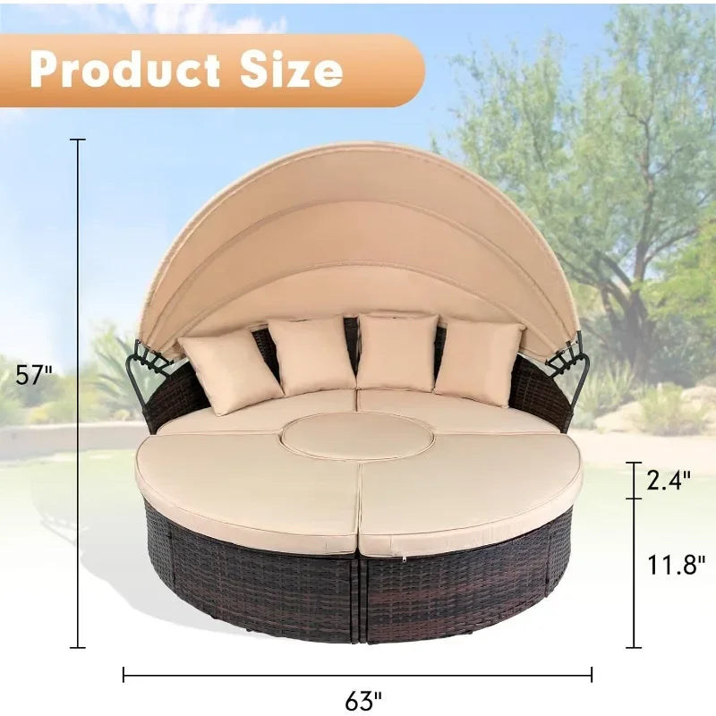 NEW Outdoor Patio Daybed with Retractable Canopy