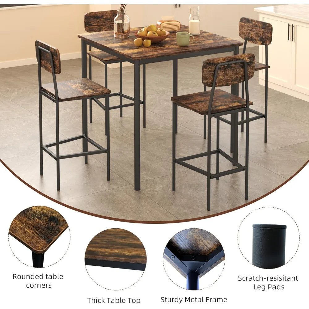 Kitchen Table and 4 Chairs, Dining Table Set