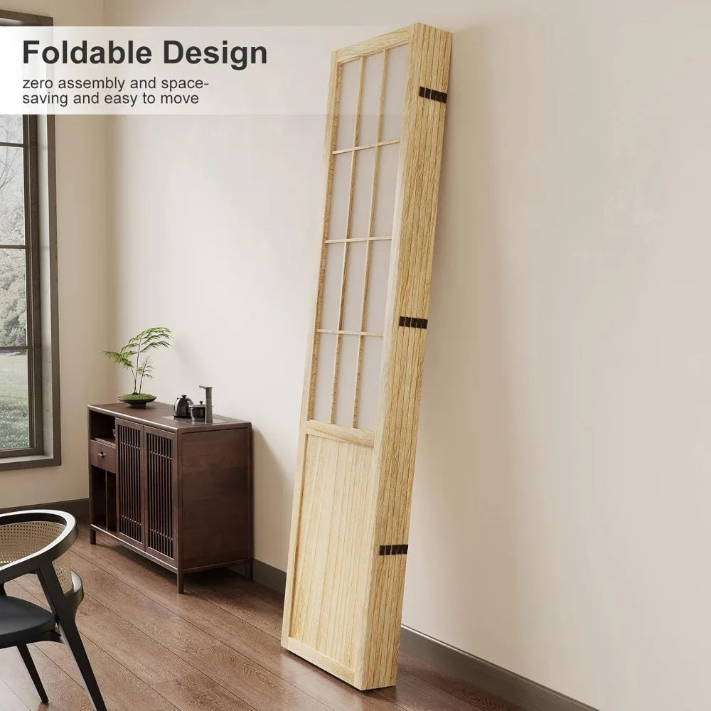 Room Divider, 66.9" Tall Japanese Shoji Style Folding Screen