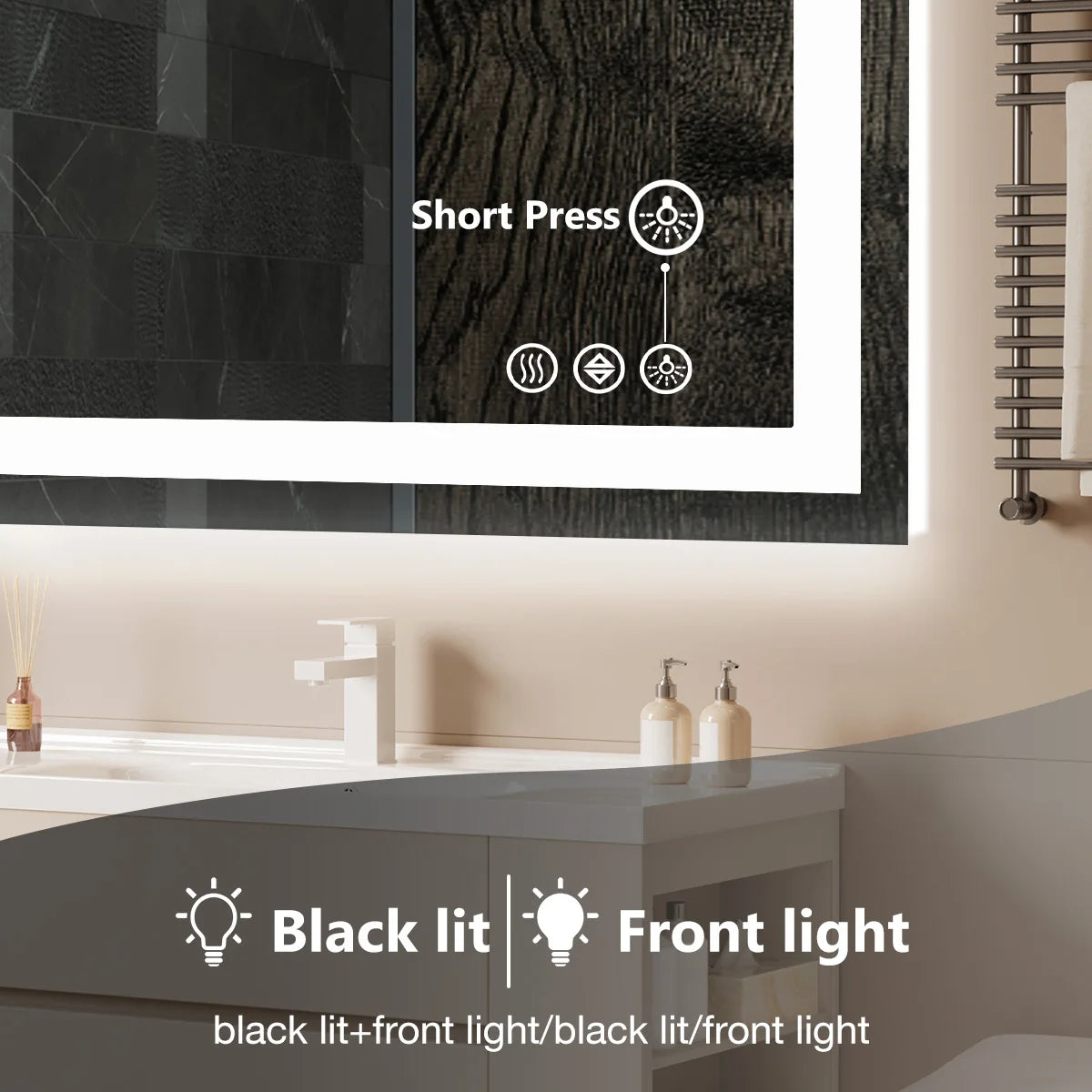 JHK 36"x 24"LED Vanity Mirror with Front Light/Backlight