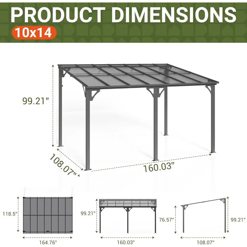 10x14 FT Gazebo, Splicable Pergola with Aluminum Frame, Gazebo