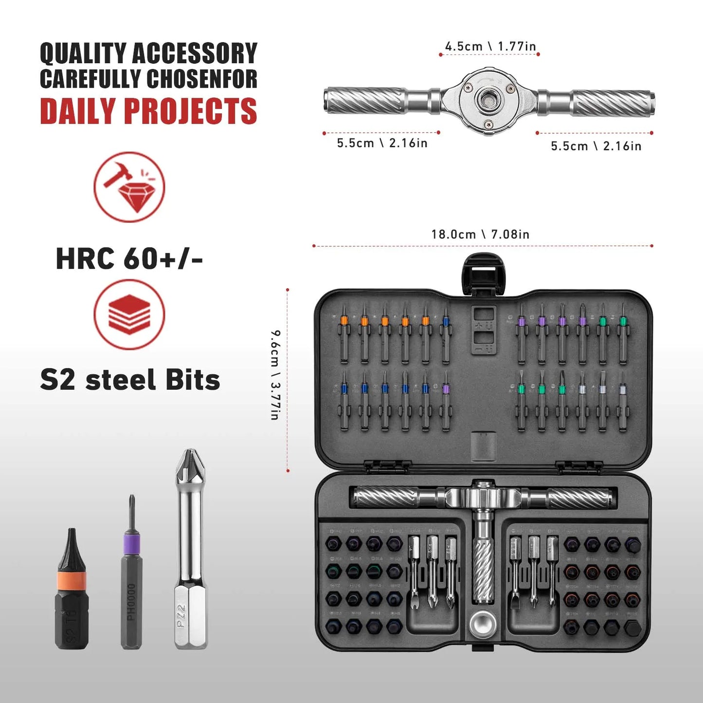 VMAN 66in1 Multifunction Ratchet Screwdriver Set Multi Bits