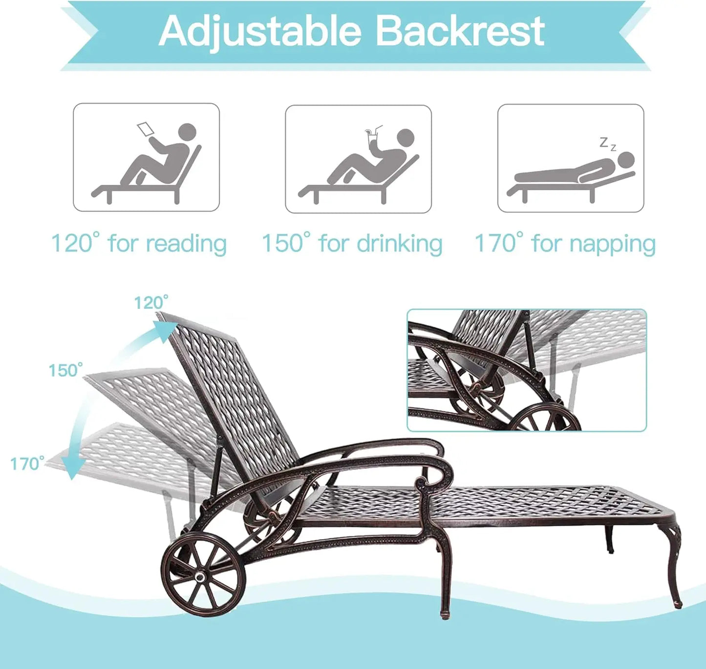 Chaise Lounge Chair Outdoor, Poolside Lounger Set of 2