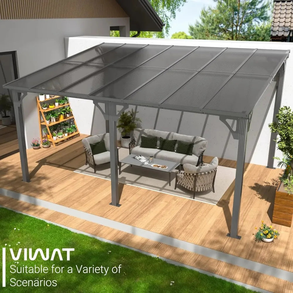 10x14 FT Gazebo, Splicable Pergola with Aluminum Frame, Gazebo