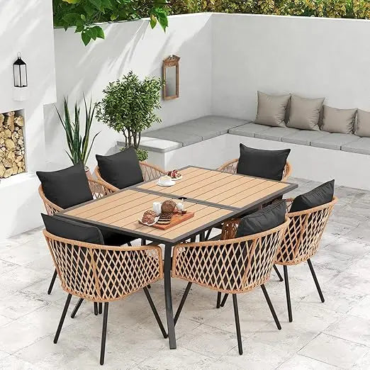 7-Piece All-Weather Rattan Patio Outdoor Dining Set