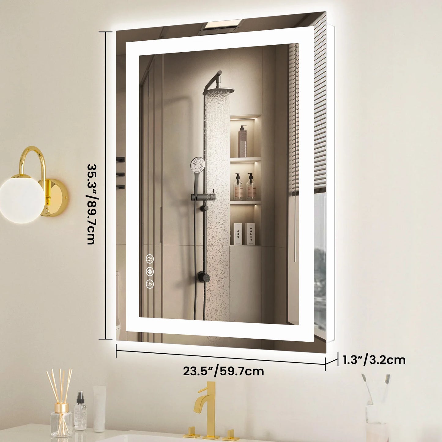 JHK 36"x 24"LED Vanity Mirror with Front Light/Backlight