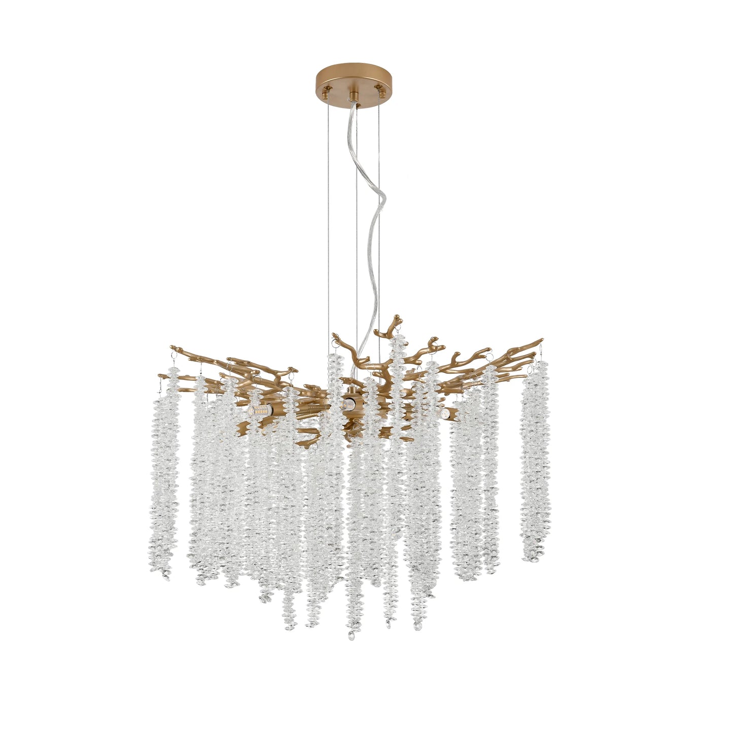 23.6" Golden Chandelier with Cascading Crystals.
Bulbs not included