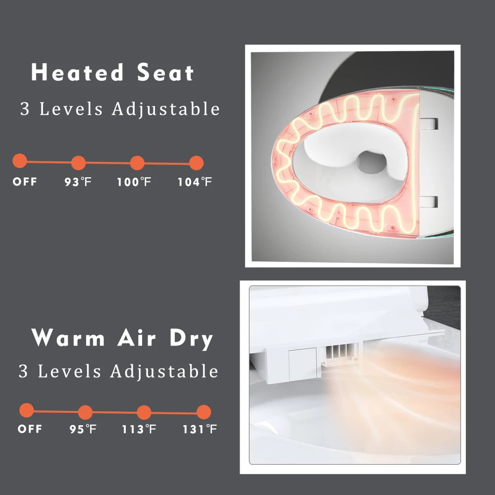 Smart Toilet w/Bidet Built In, Auto O/C Seat