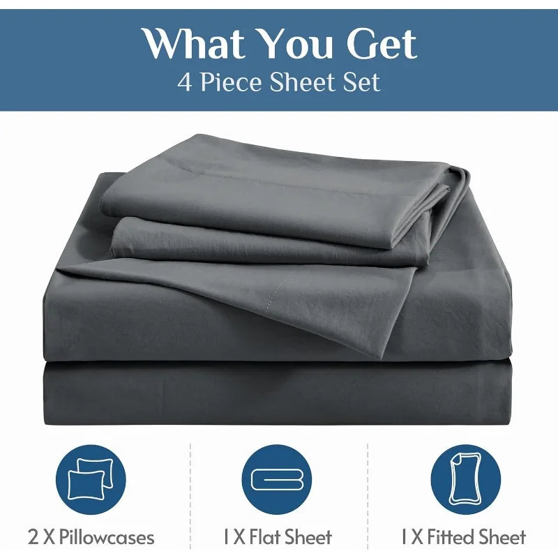 Dark Grey Queen Sheets, with 14" Deep Pocket Sheets