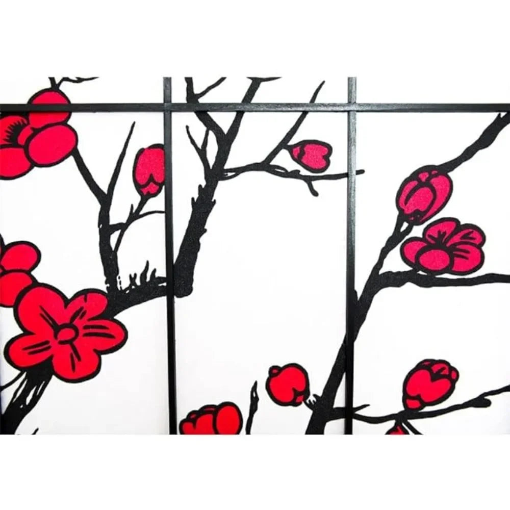 8 Panel Screen Room Divider, Panel Plum Blossom Design