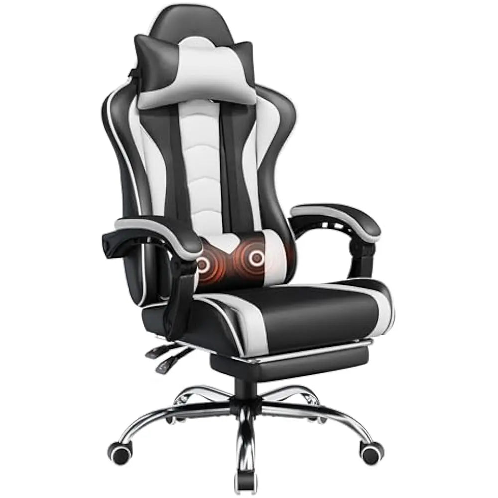 Office Chair w/Massage Lumbar Support & Footrest Height Adjustable