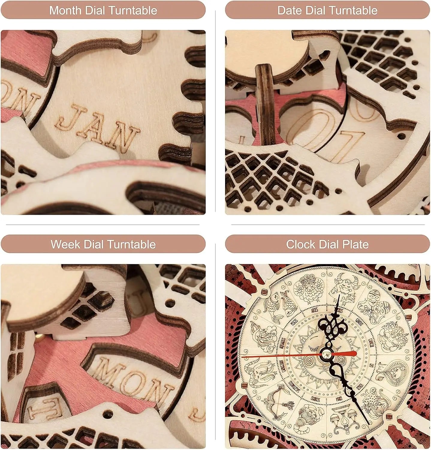 Robotime ROKR Zodiac Wall Clock 3d Wooden Puzzle Model
