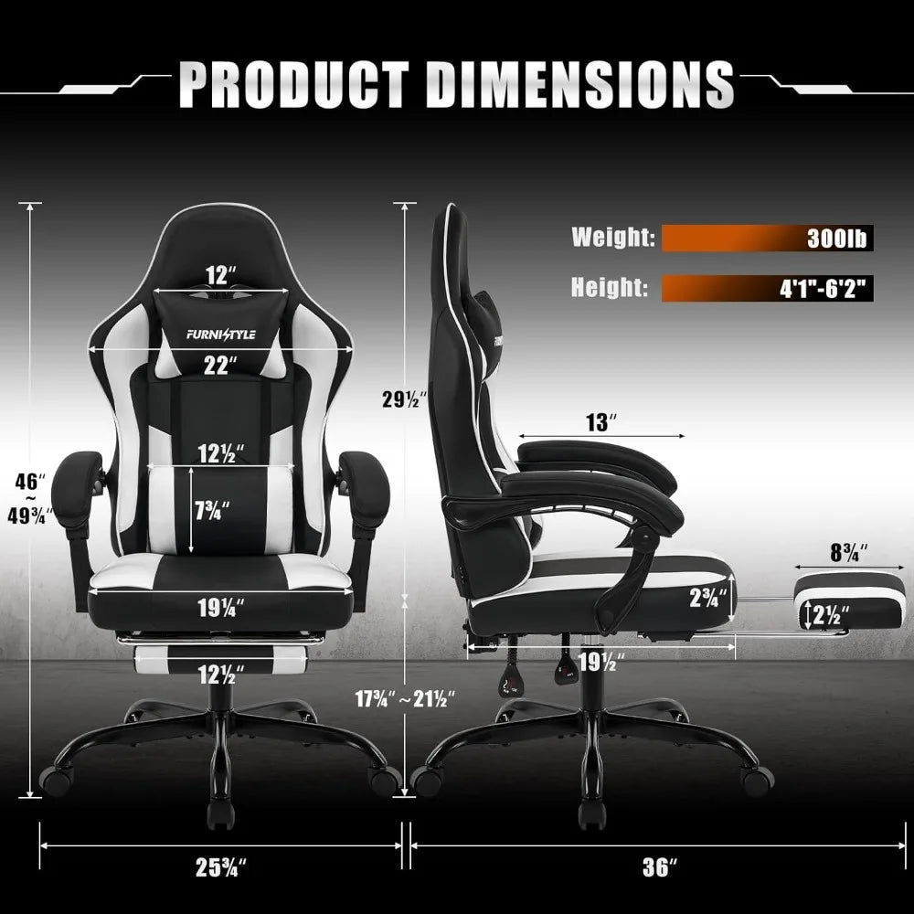 Gaming Chair with Footrest, Reclining Video Game Chairs