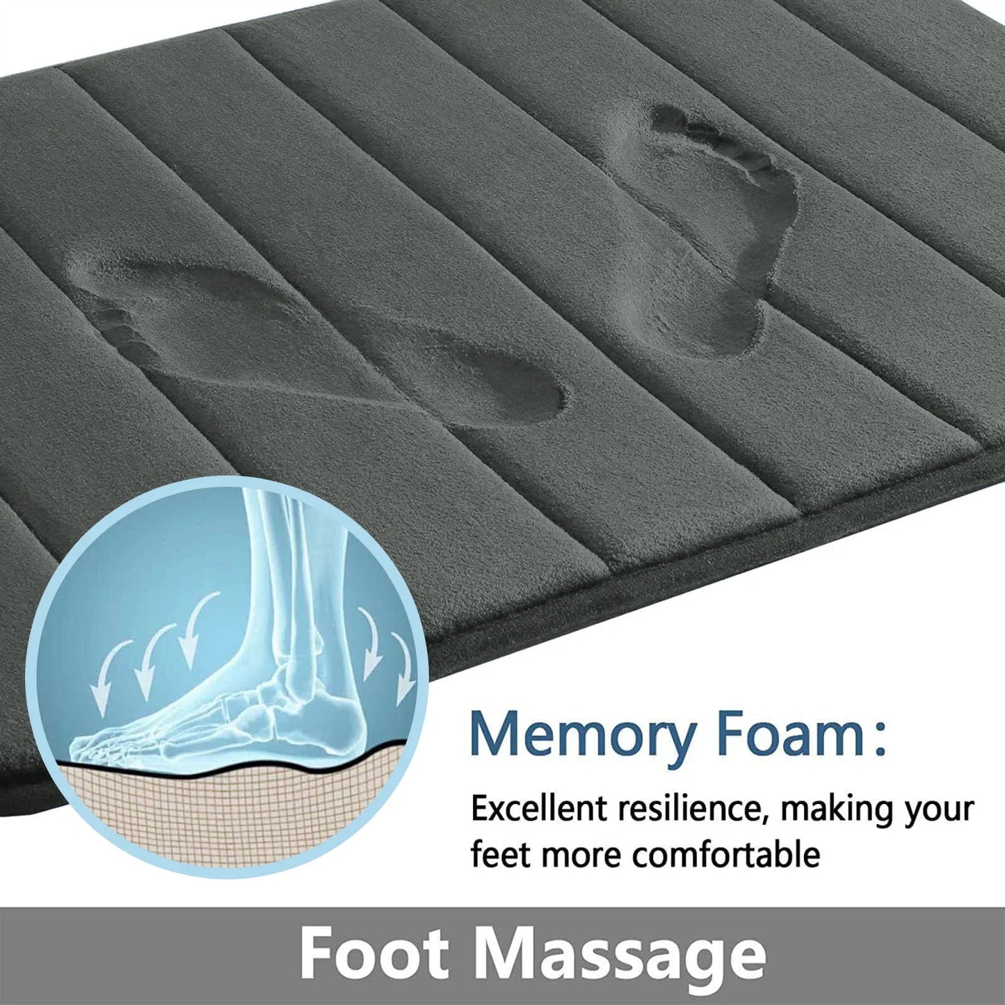 Super Absorbent Bath Mat Memory Foam Bathtub Set