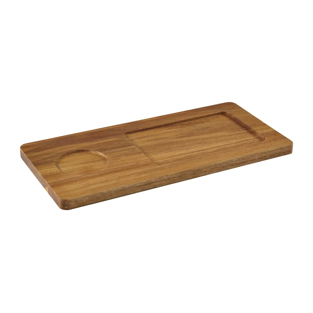4 Pack Ceramic Chip Dip Bowl Set & Acacia Tray