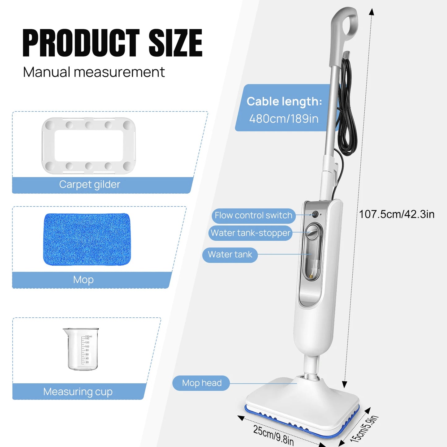 DayPlus Steam Mop & Detachable Steam Cleaner, 1500W Steamer Cleaner.