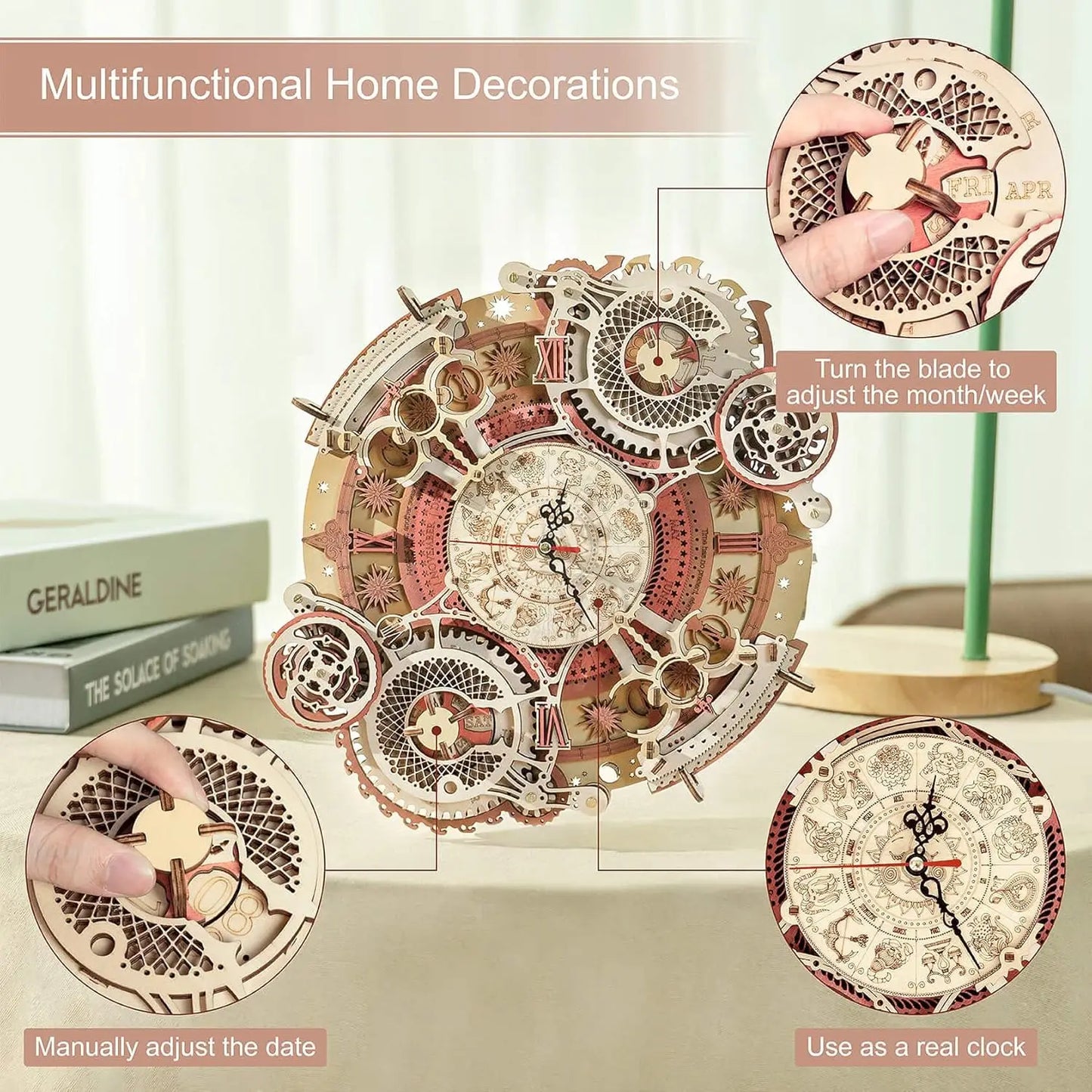 Robotime ROKR Zodiac Wall Clock 3d Wooden Puzzle Model