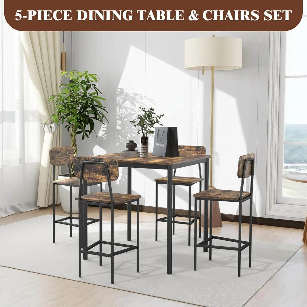 Kitchen Table and 4 Chairs, Dining Table Set