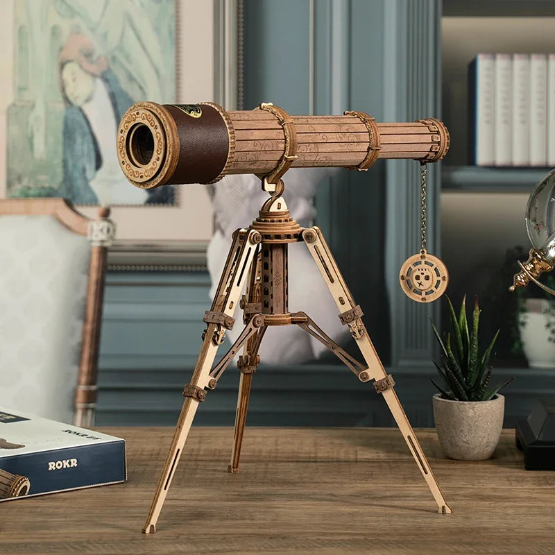 1:1 DIY 314pcs Telescopic Monocular Telescope Wooden Model Building Kit