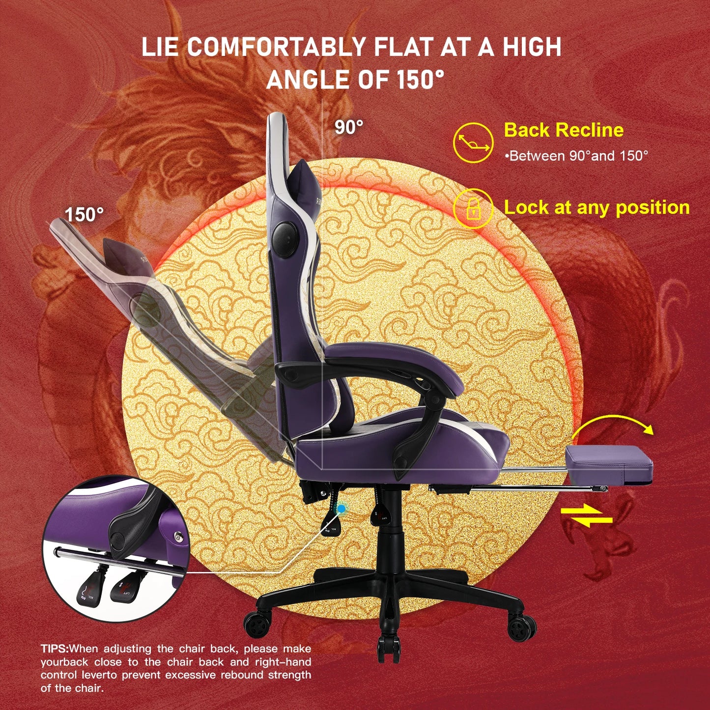 GTPLAYER Gaming Chair with Bluetooth Speakers , Office Chair