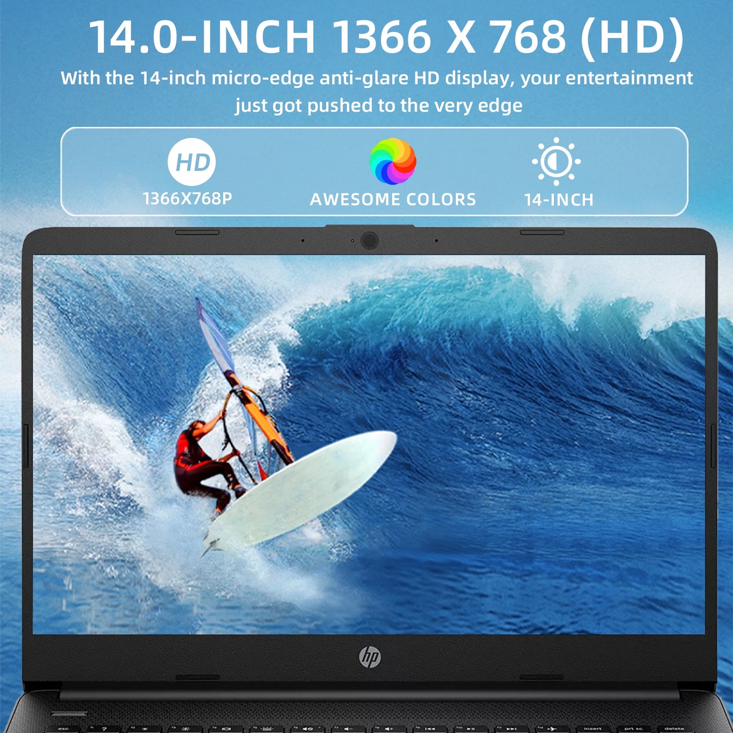 HP 14" Business Laptop,Intel Celeron N4120,16GB RAM,384GB Storage(128GB eMMC+256GB SD Card)