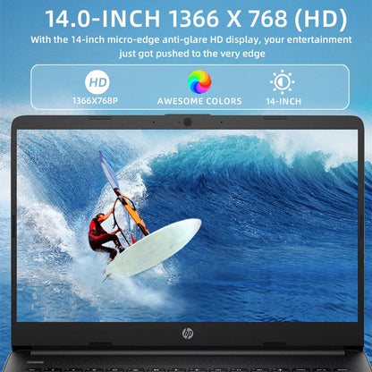 HP 14" Business Laptop,Intel Celeron N4120,16GB RAM,384GB Storage(128GB eMMC+256GB SD Card)