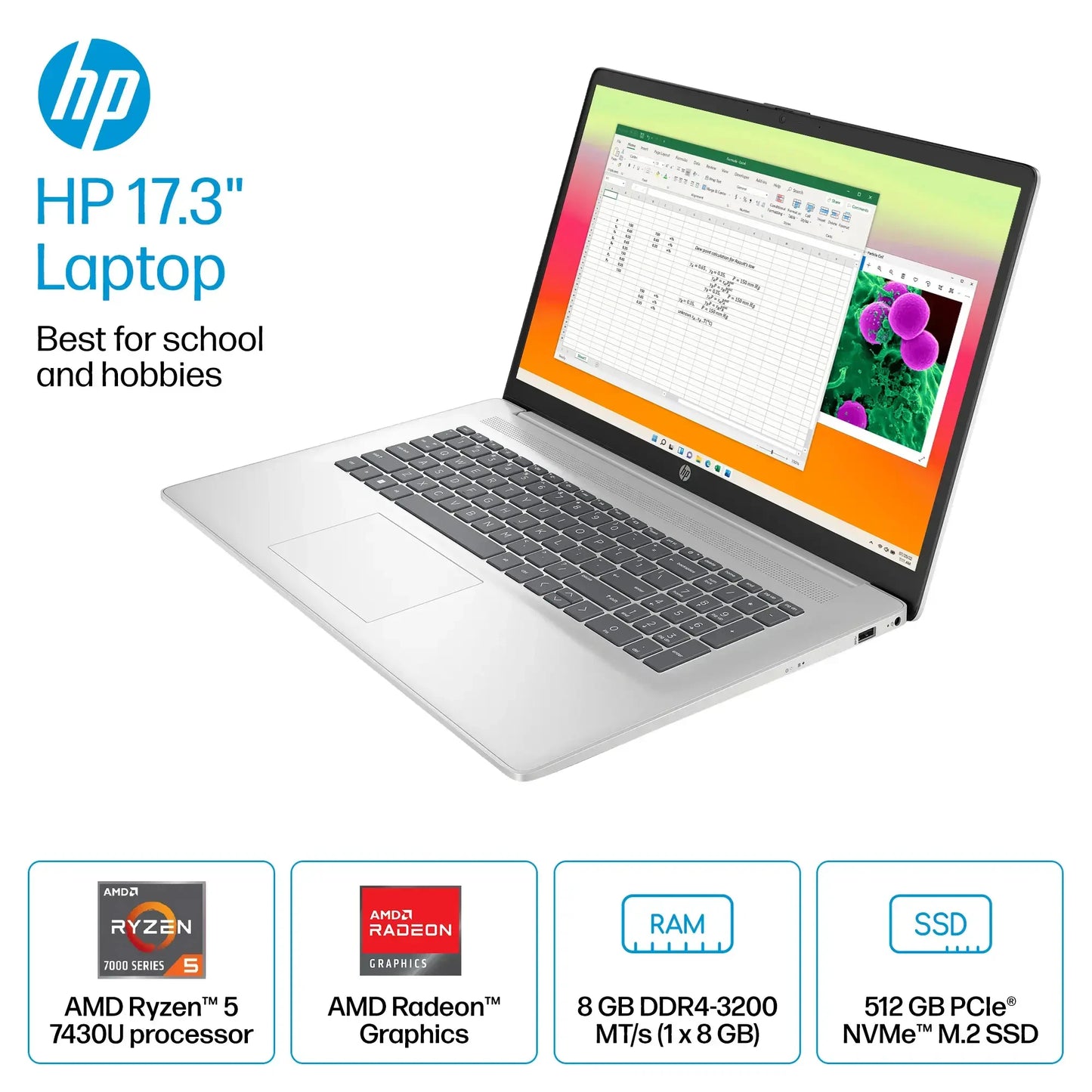 HP 17.3" FHD Business Laptop,AMD Ryzen 5 7430U Processor, GB RAM