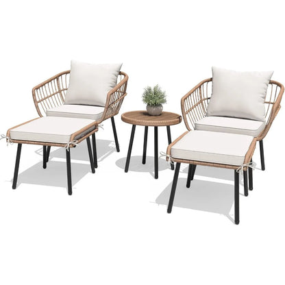 5-Piece Outdoor Wicker Furniture AllWeather Patio Bistro Set