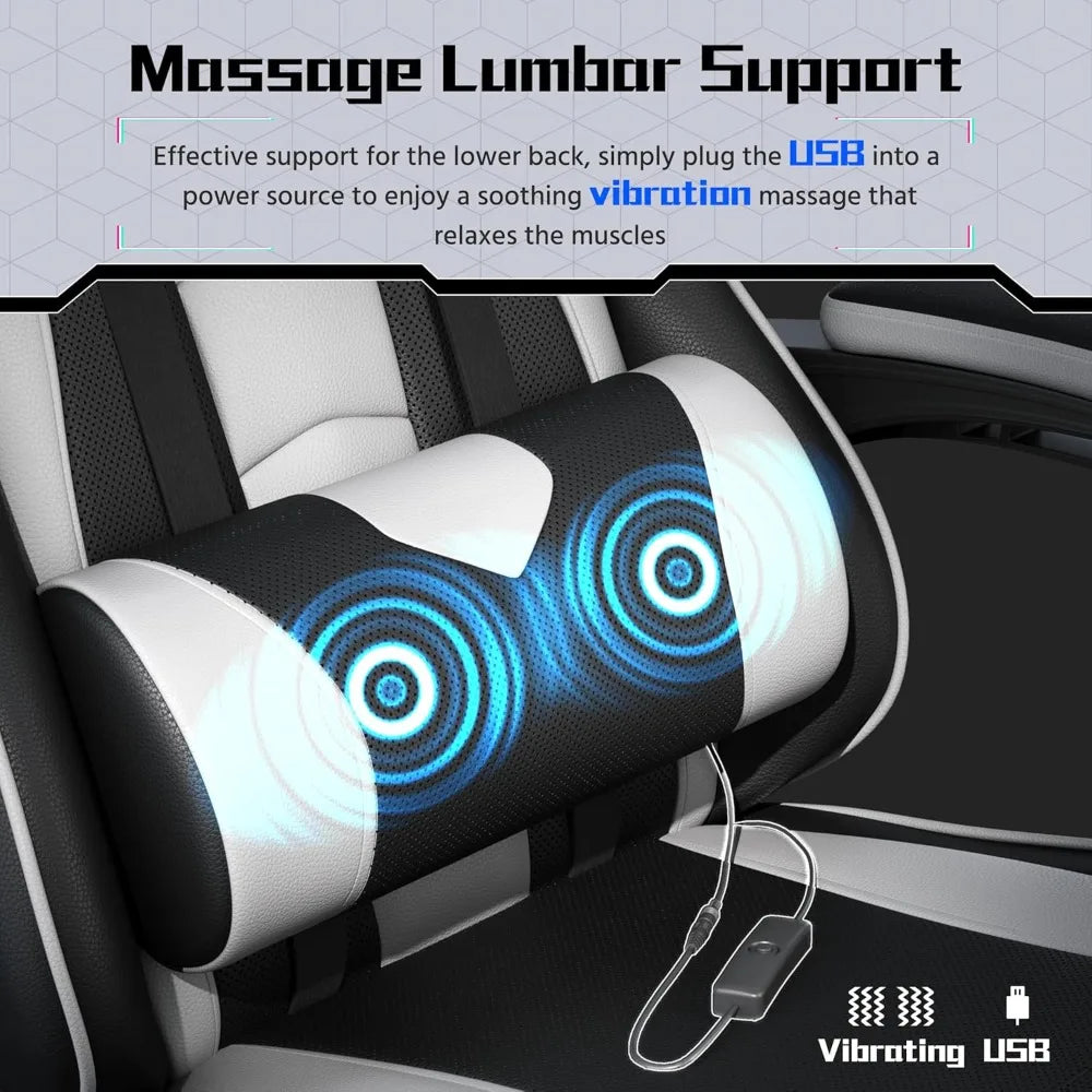 Office Chair w/Massage Lumbar Support & Footrest Height  Adjustable
