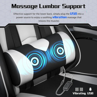 Office Chair w/Massage Lumbar Support & Footrest Height  Adjustable