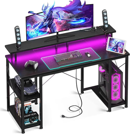 48 inch Gaming Desk with LED Lights & Power Outlets