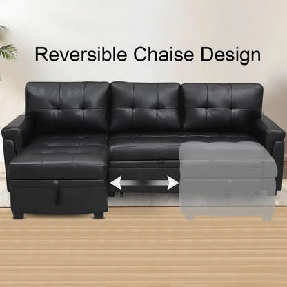 Sleeper Sectional Sofa with Convertible Sofa Bed, Chaise.