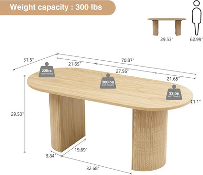 70.8" Kitchen Dining Set for 4-6 People, Oval Kitchen Table