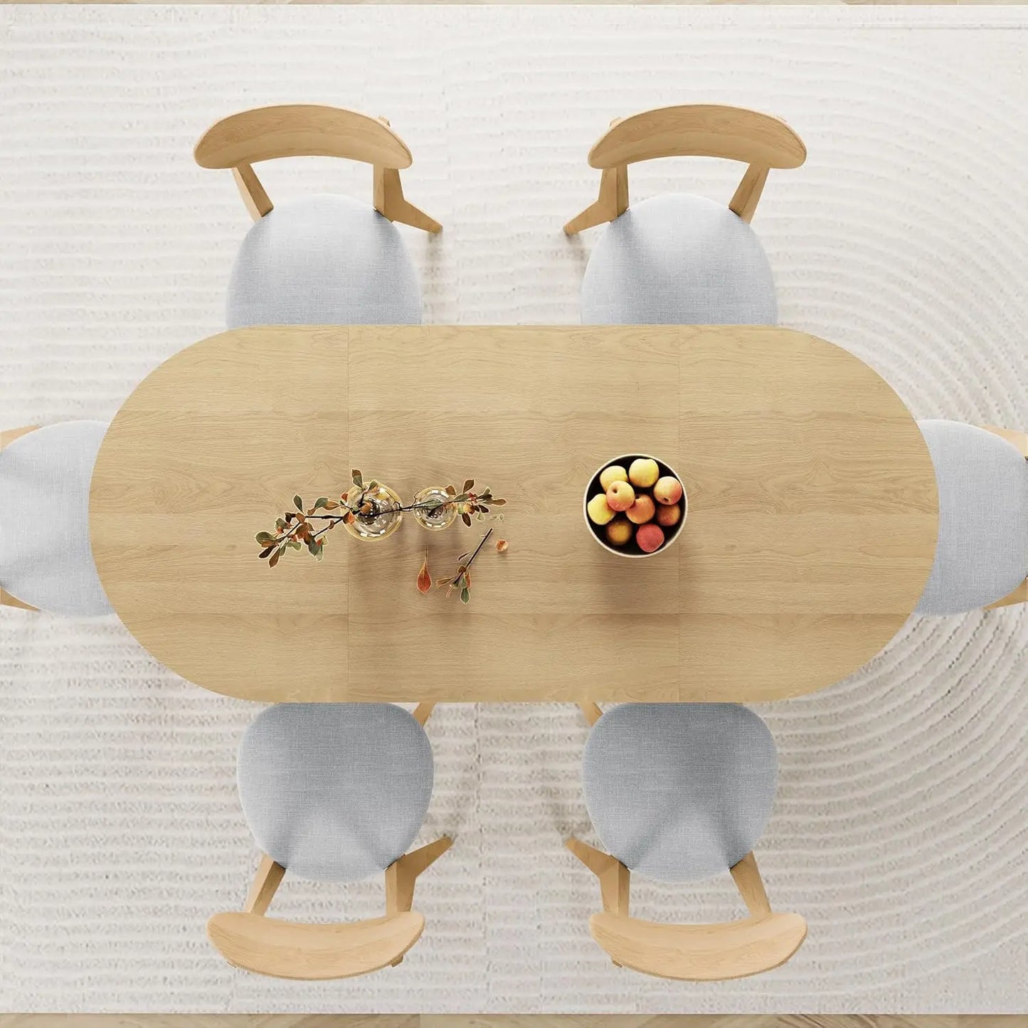 70.8" Kitchen Dining Set for 4-6 People, Oval Kitchen Table