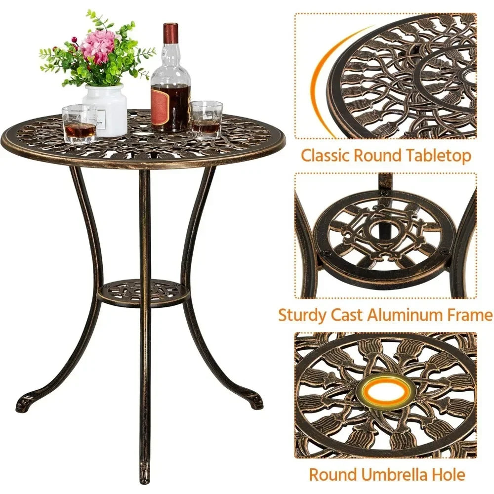 Patio Bistro Sets 3 Piece, Aluminum Garden Table/Chairs