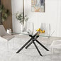 51.18" Rectangular Glass Dining Table, Tempered Glass, Metal Legs