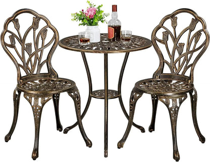 Patio Bistro Sets 3 Piece, Aluminum Garden Table/Chairs