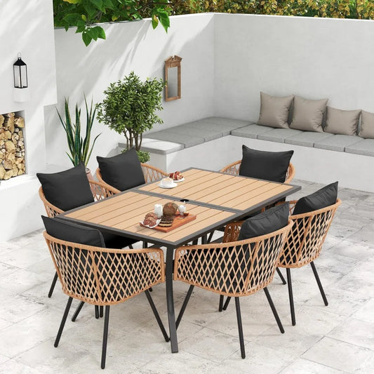 7-Piece All-Weather Rattan Patio Outdoor Dining Set