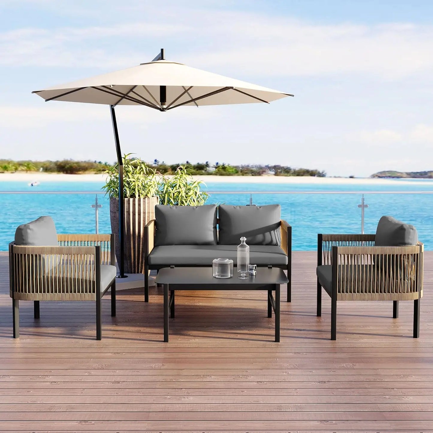 Multi-Person Outdoor Sofa Sets Combination with Table