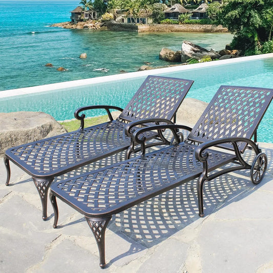 Chaise Lounge Chair Outdoor, Poolside Lounger Set of 2