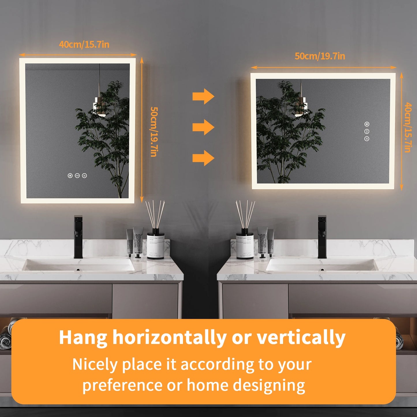 16x20 " LED Lighted Bathroom Mirror with Anti-Fog