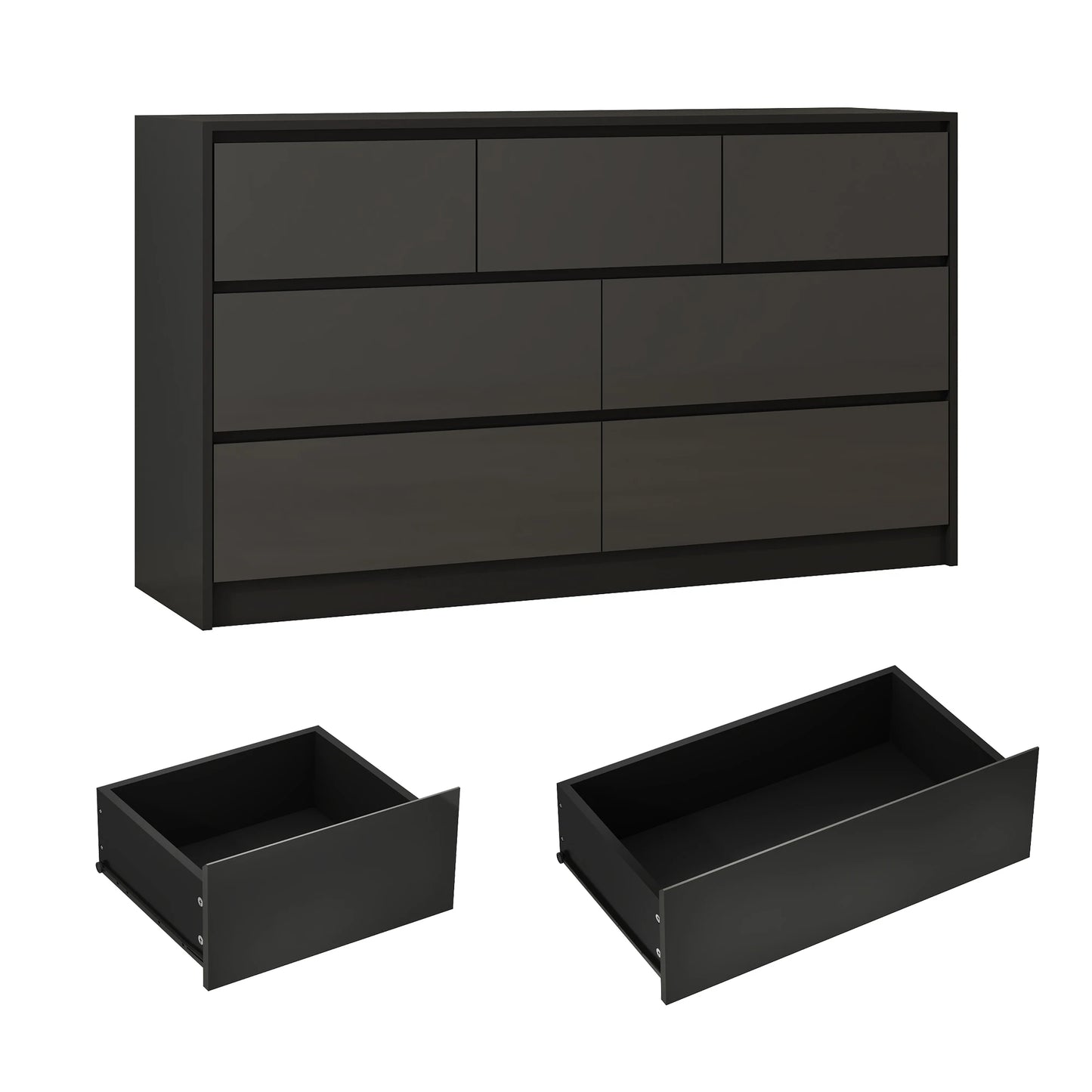 7 Drawer Dresser for Bedroom, 55 Inch Modern Dresser