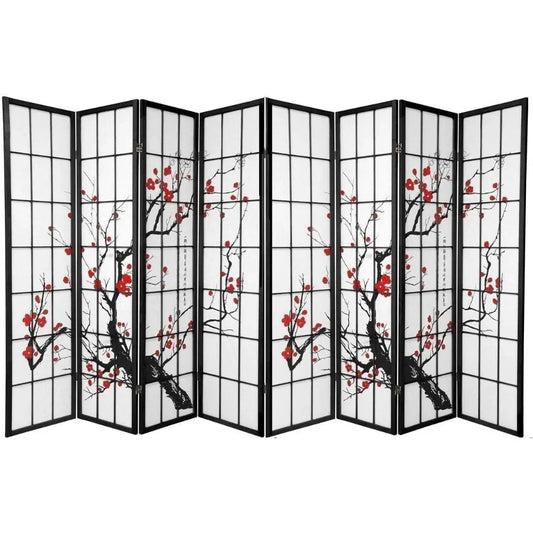 8 Panel Screen Room Divider, Panel Plum Blossom Design