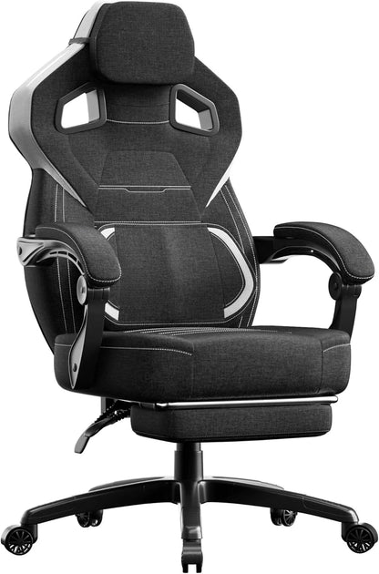 Fabric Gaming Chair with Footrest, Big and Tall