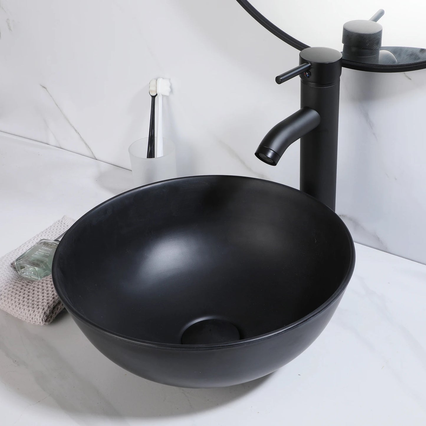 KEMAIDI Bathroom Basin Sink Set Blue Vessel Sink Faucet Combo