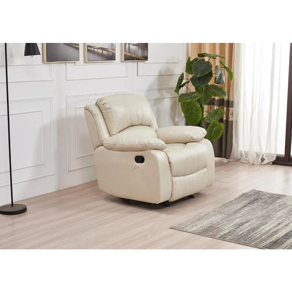 Bonded Leather Recliner Set, Sofa, Chair, Elevating Footrest.