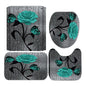 4pcs Doormat, Shower Curtain, Non-Slip Rugs Toilet Seat